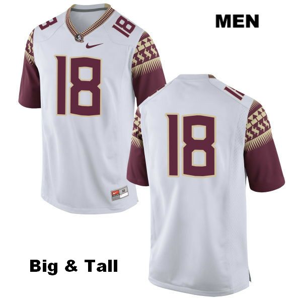 Men's NCAA Nike Florida State Seminoles #18 Auden Tate College Big & Tall No Name White Stitched Authentic Football Jersey VZV0869TK